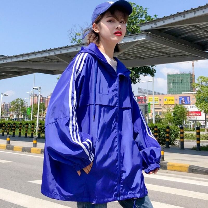 春秋韩版连帽风衣bf原宿宽松港风学生百搭运动棒球服外套女潮