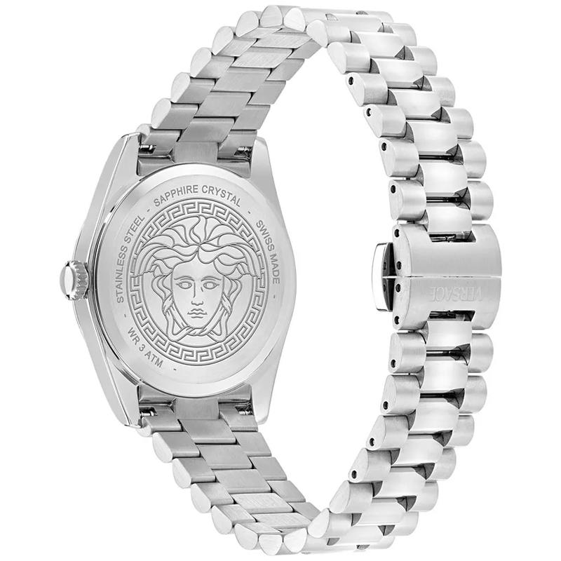 范思哲(Versace)瑞士石英女士腕表32mm蓝盘精钢表带蓝宝石镜面防水高清大图