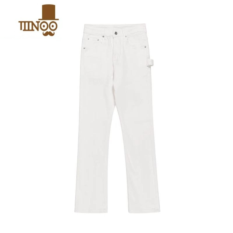 YANXUYfffad美式高街vibe风微喇修身弹力显瘦百搭黑色休闲牛仔长裤男女