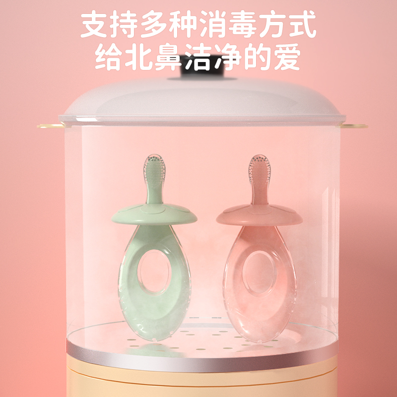 易简 婴儿牙刷软毛硅胶0-1-2-3岁儿童训练乳牙刷洁牙器幼儿童宝宝手动U型牙刷 T91绿