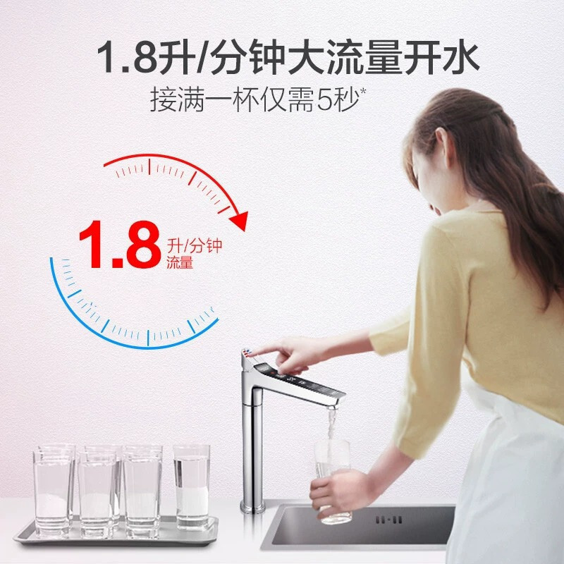 史密斯600G加热净水器100℃真开水大流量热水1.8L/min智能Ai-LINK反渗透冷热一体机DR1600FWi