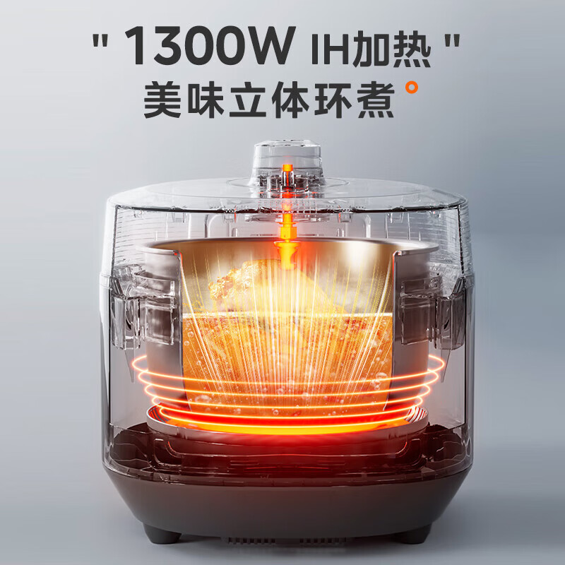 美的(Midea) MY-YL50P602 电压力锅 5L浓香系列高压锅 1300w IH加热双胆 24H智能预约高清大图