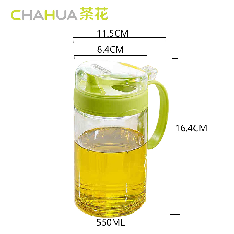 茶花(CHAHUA)玻璃油壶6001防漏油瓶酱油瓶醋瓶 草绿色 550ML玻璃瓶身