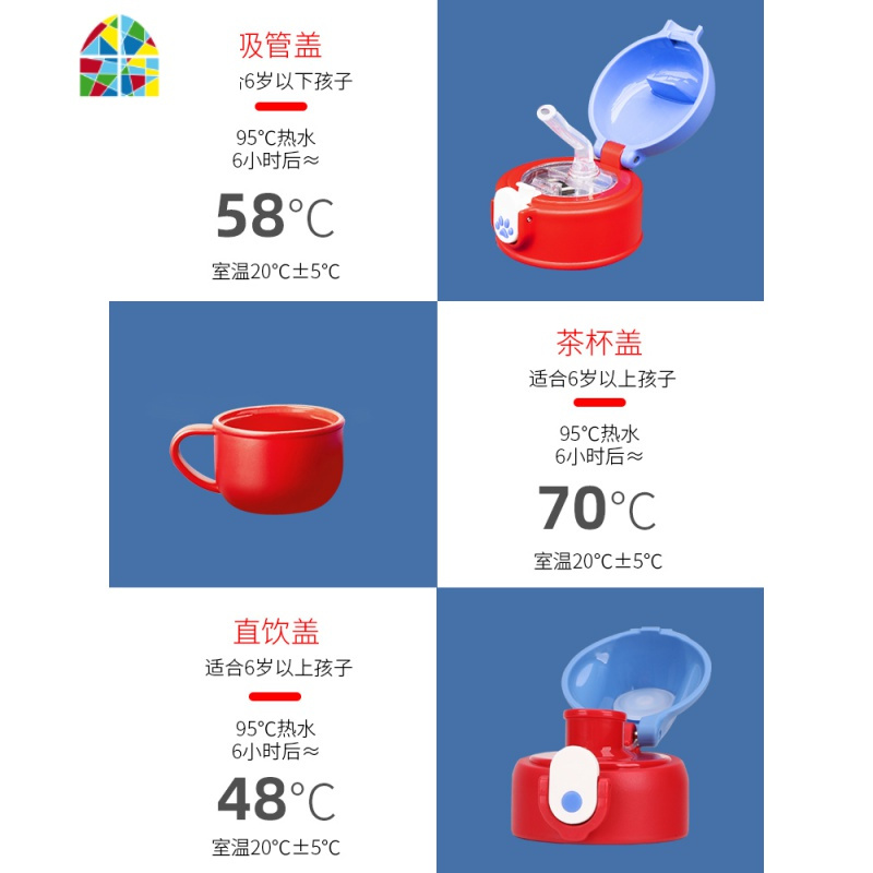 儿童保温杯带吸管两用水杯 男女童小学生幼儿园宝宝防摔便携水壶 FENGHOU 蜂巢[316无缝内胆/三用/皮质杯套]