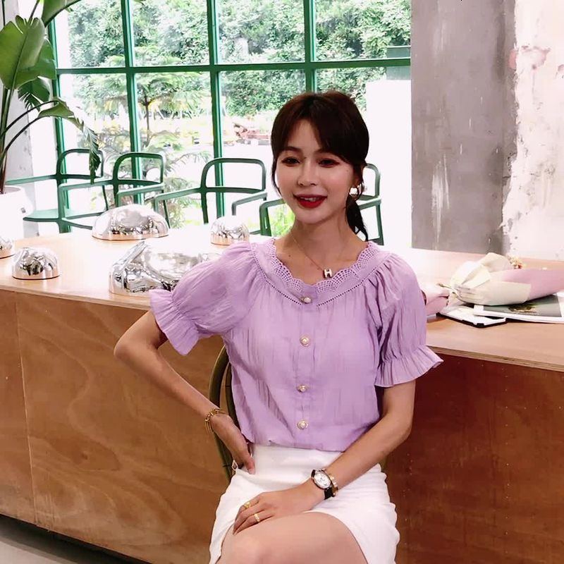 雪纺衬衫短袖女装夏装2020年新款潮流气质洋气收腰小衫