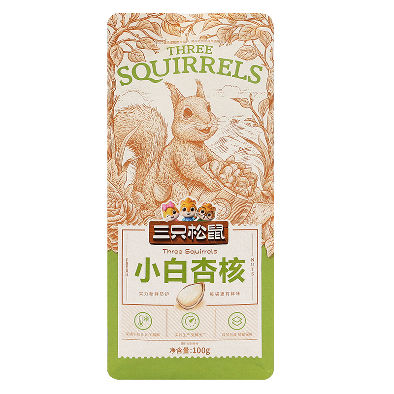 三只松鼠小白杏核休闲即食解馋坚果小吃小白杏100g*1袋
