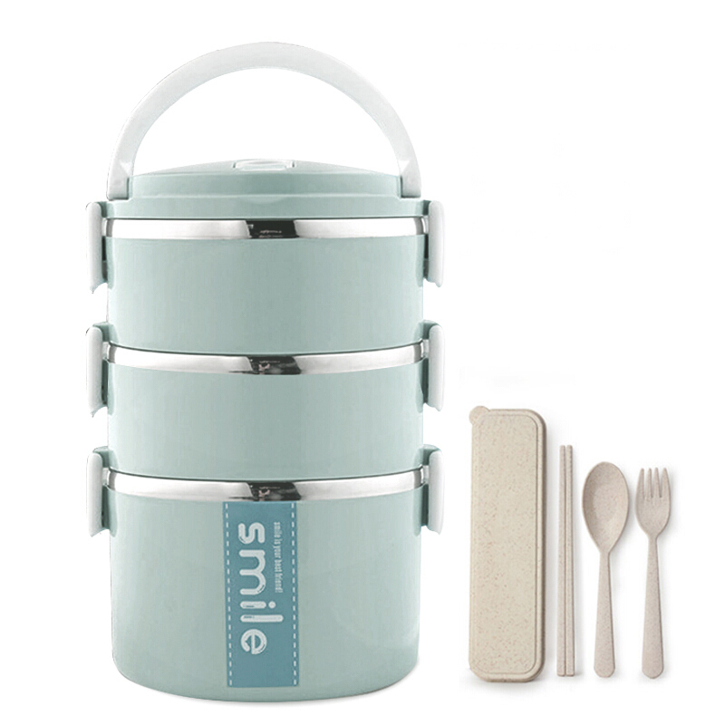 唐易 304不锈钢保温饭盒便当盒3层2.6L +餐具