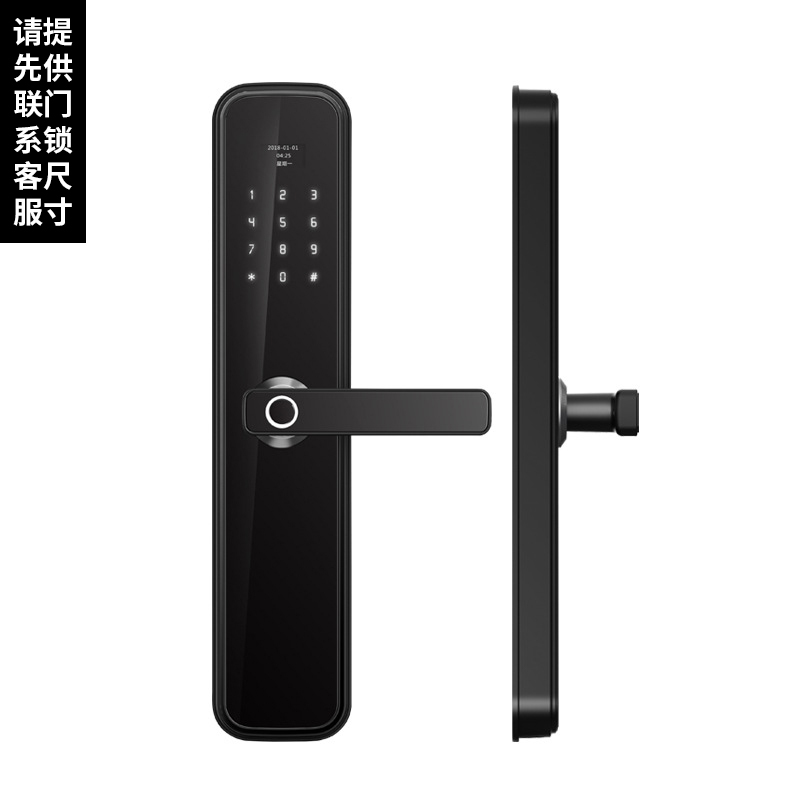 Househas智能安防全镜面防盗握手半导体呼吸灯手机远程密码锁智能门锁C1901(上门安装)