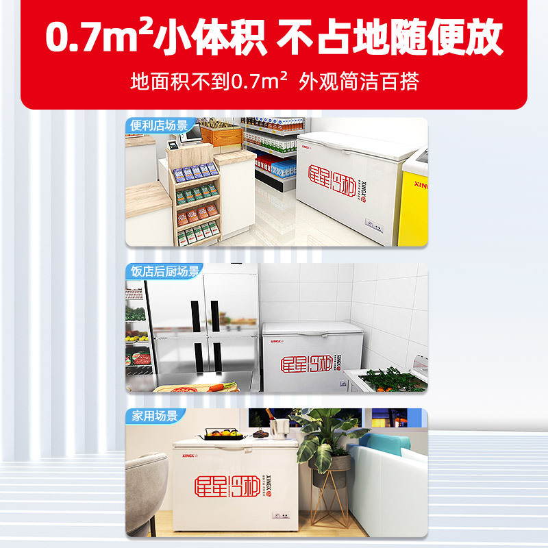 星星(XINGX) BD/BC-305E 305升 家用商用大冰柜 顶开门 冷藏冷冻转换柜 强效压缩机 卧式冷柜