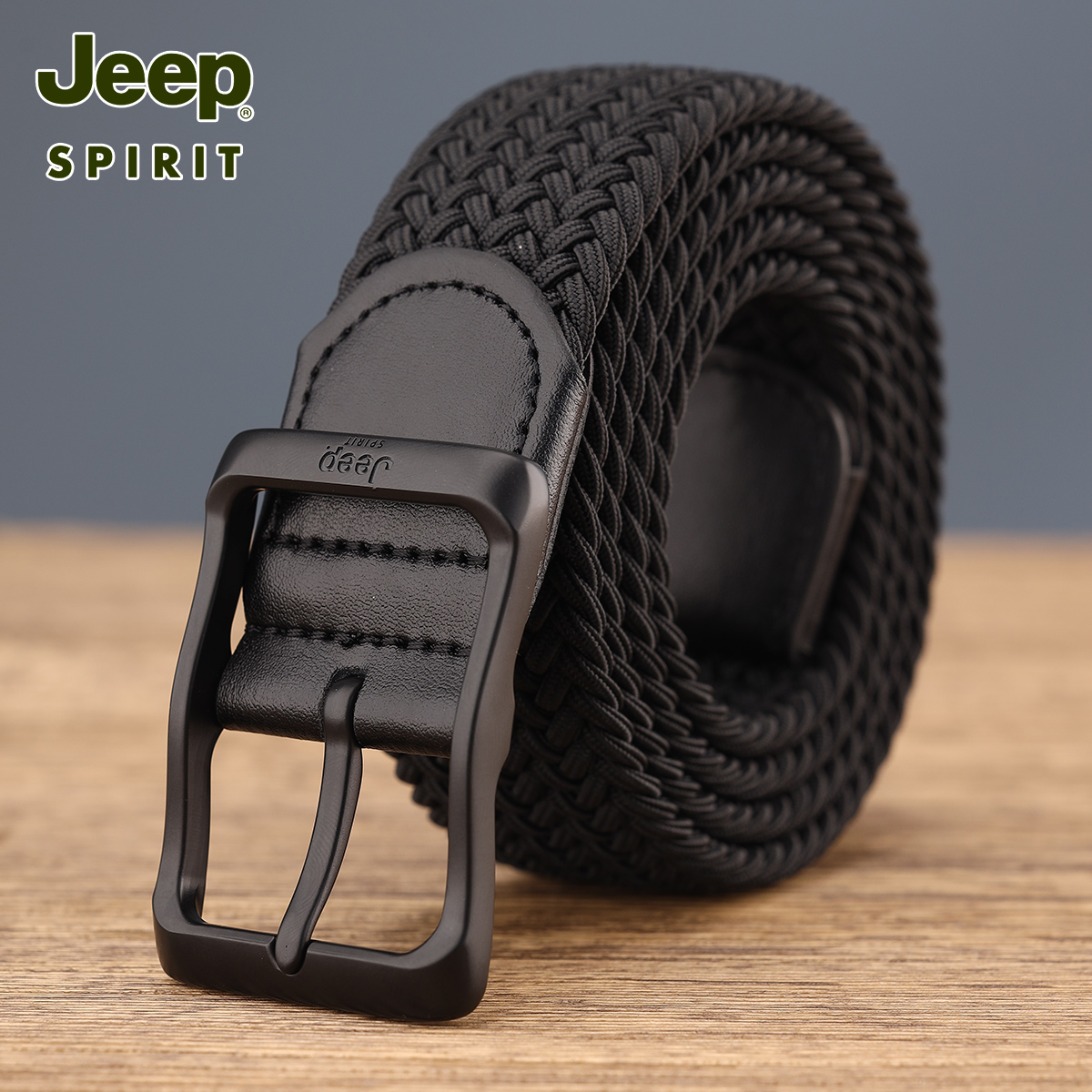 Jeep吉普战术弹力编织免打孔军训腰带男女潮弹性休闲帆布皮带腰女高清大图