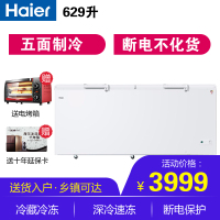 (Haier)海尔商用冰柜大容量家用冷柜卧式冷藏冷冻转换冷柜 顶开双门冰柜629升低温冷柜BC/BD-629HEZ
