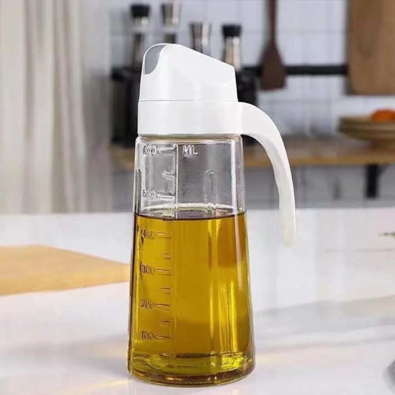 白色630ml带刻度1个装玻璃油壶油瓶防漏家用装油瓶酱油瓶倒油瓶厨房
