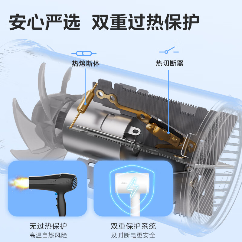 美的FZ201吹风机家用便携可折叠负离子电吹风恒温速干护发不伤发大功率风力吹风筒学生宿舍吹风机高清大图