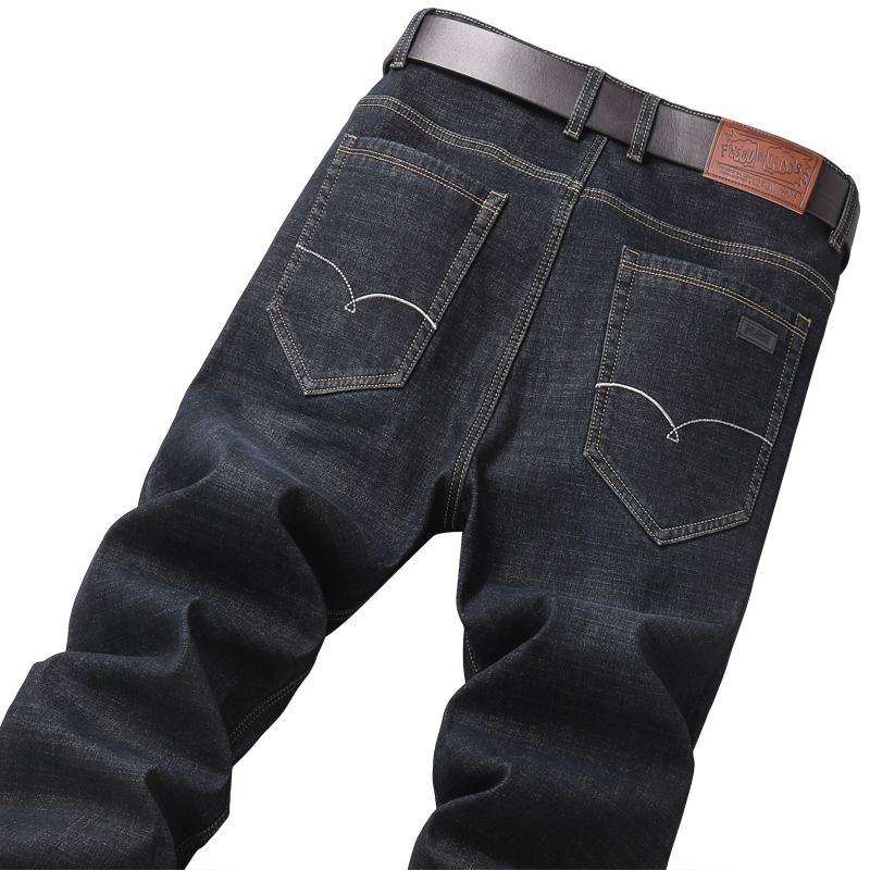 爷特yete男士冬季弹力加绒牛仔裤男加厚宽松直筒中年保暖带绒男裤