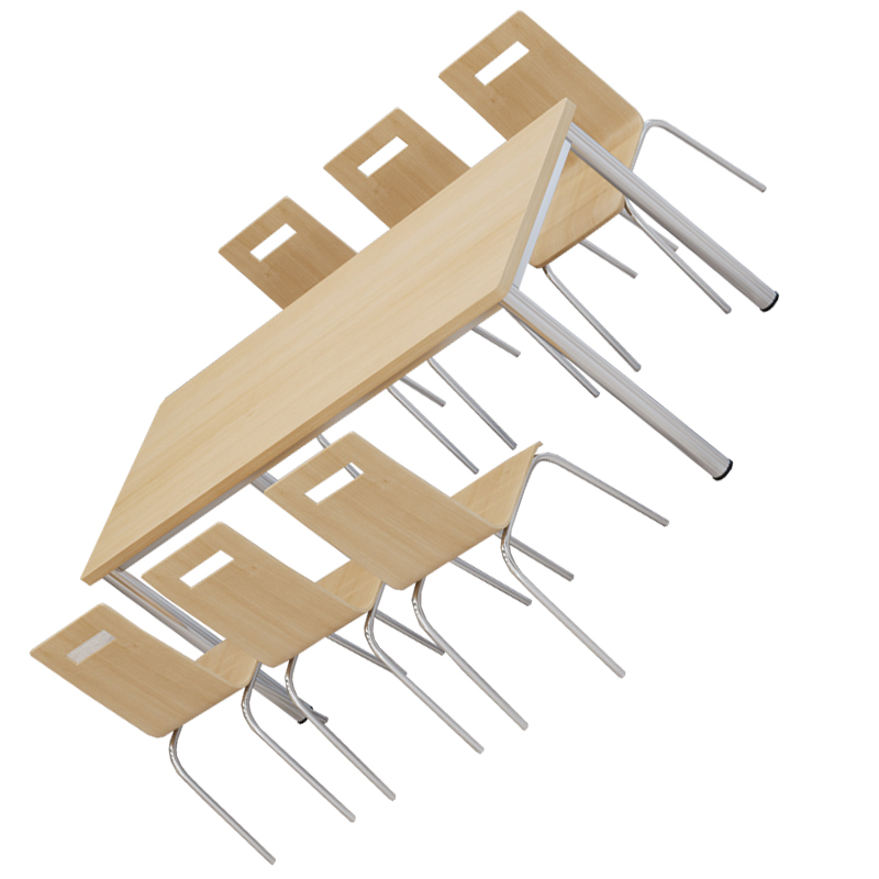 汐食堂餐桌椅一桌六椅套高清大图