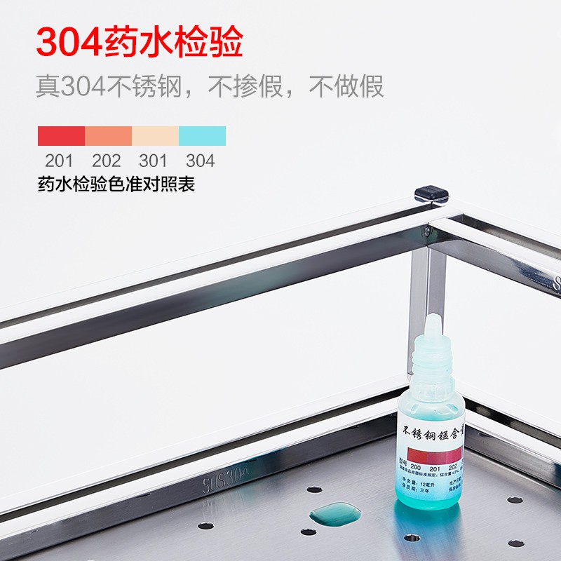 304不锈钢厨房三角置物架转角架调料调味收纳用品家用大全壁挂盒收纳层架 三维工匠高清大图