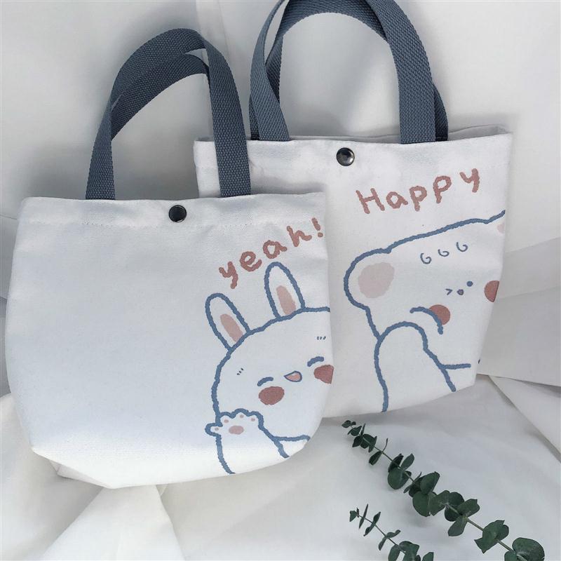 派尼美特春夏新款可爱少女心印花ins少女手提手拎包帆布包学生小容量