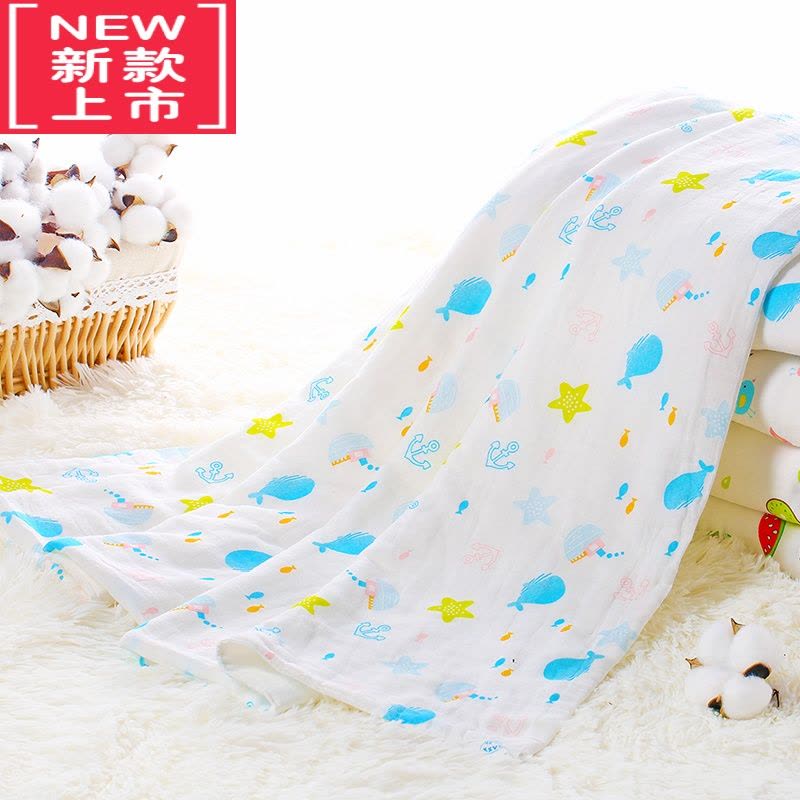 可莉允新生婴儿浴巾纱布毛巾被子初生儿童吸水宝宝洗澡夏季薄款卡通图片