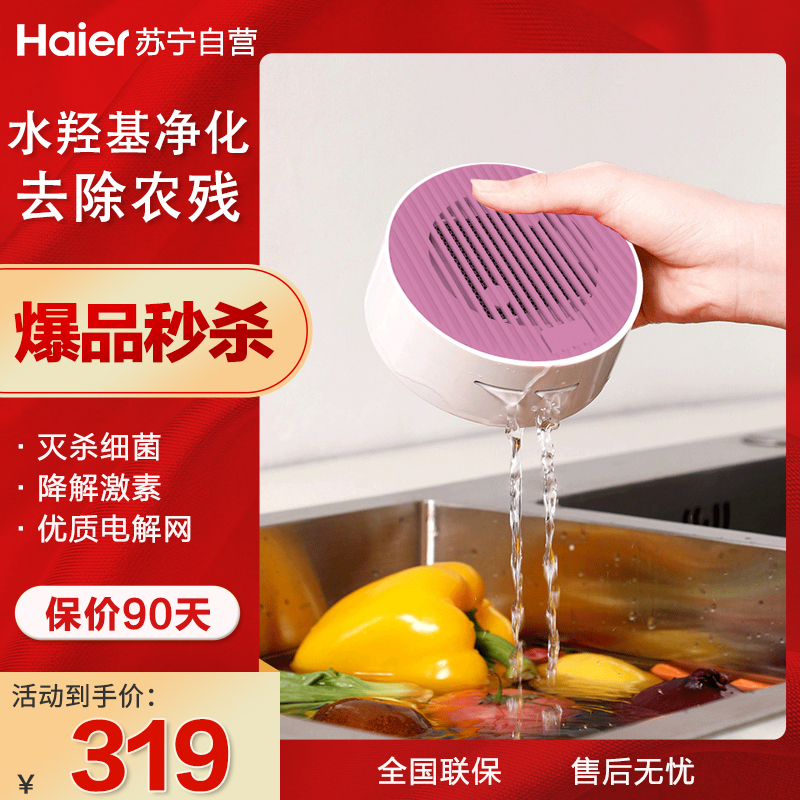 海尔(Haier)新款果蔬清洗机 家用杀菌洗菜机 水果蔬菜肉类无线便携非超声波净食机 HJ-F712F果蔬机