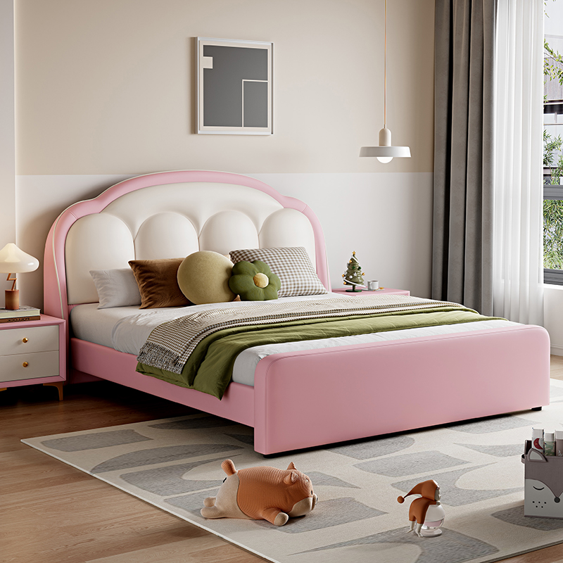 儿童床实木公主床女孩卡通轻奢帕纳皮床主次卧