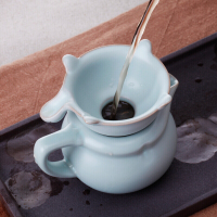 东道 汝窑 青瓷茶具配件 福寿茶漏 陶瓷寿龟 茶滤尼龙布滤网 开片可养 天青色