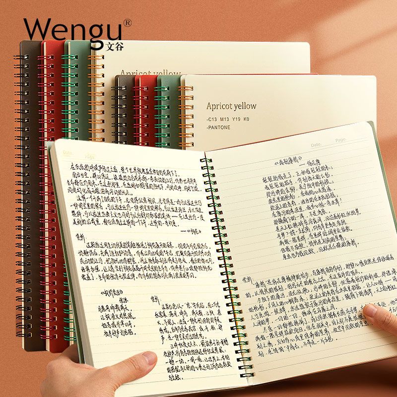 复古莫兰迪色线圈本笔记本加厚大号创意ins风大学生B5A4螺旋本子 A5-80张 酒红-1本
