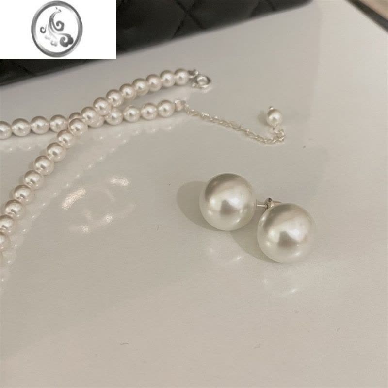 JiMiSunup_Q 珍珠耳钉925银银七夕礼物韩国ins百搭大珍珠耳饰韩国1212图片