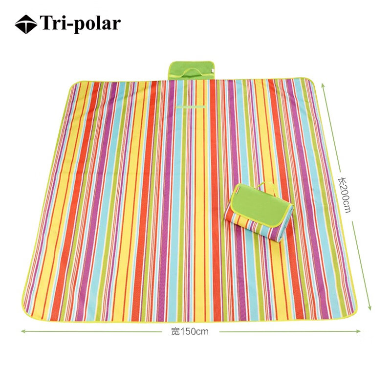 三极户外 野餐垫户外防潮垫牛津布防潮野餐垫折叠郊游垫野餐垫TP1201 蓝色彩条 200*150cm高清大图