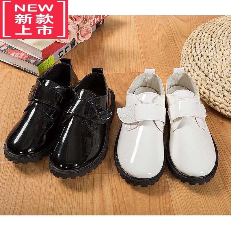 可莉允诗歌朗诵小皮鞋表演演出鞋公主鞋儿童学生鞋黑白色亮皮男女同款鞋运动休闲鞋图片
