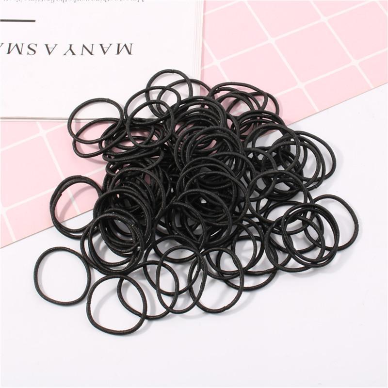 儿童皮筋女童头绳不伤发橡皮筋韩国发饰黑彩色小发圈女孩扎头发绳黑色