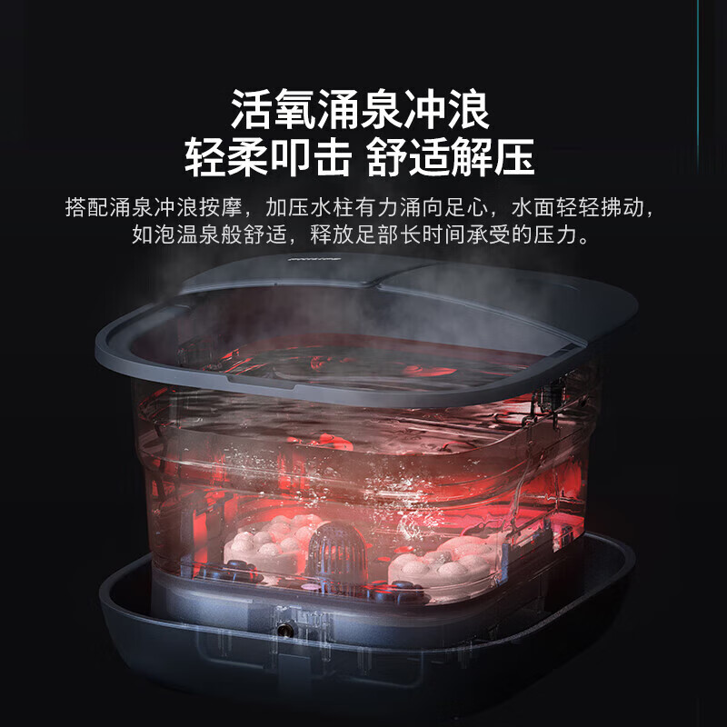 飞利浦(PHILIPS)泡脚桶按摩折叠足浴洗脚盆电动按摩恒温加热洗脚桶 5103F 蓝色高清大图