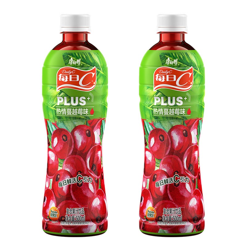 康师傅 每日Cplus 热情蔓越莓味500ml*15瓶 整箱装