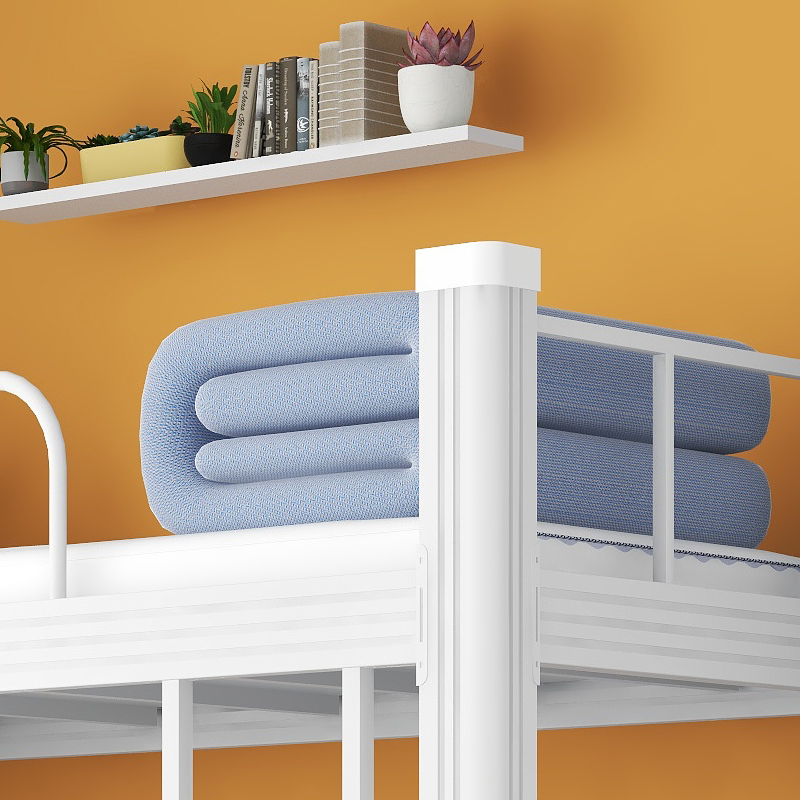 湘渭铁床上下床钢木床宿舍床白色长2000宽900高1800高清大图