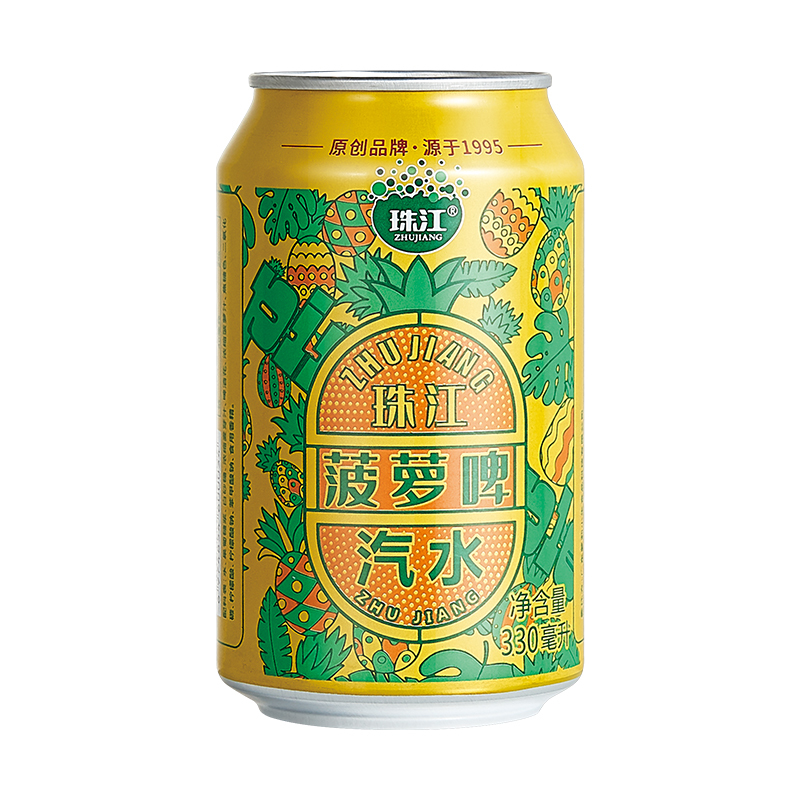 珠江 菠萝啤汽水330ml*6罐菠萝味水果汽水饮料口感酸甜国产经典碳酸饮