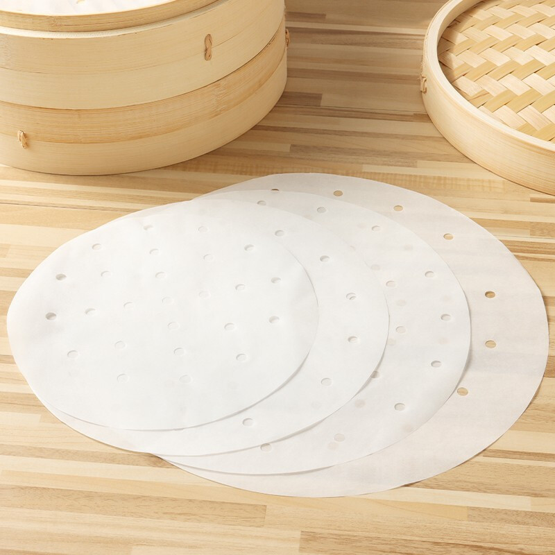 拜杰蒸笼纸100张30cm家用一次性包子馒头点心垫纸 烘焙纸带孔蒸笼纸