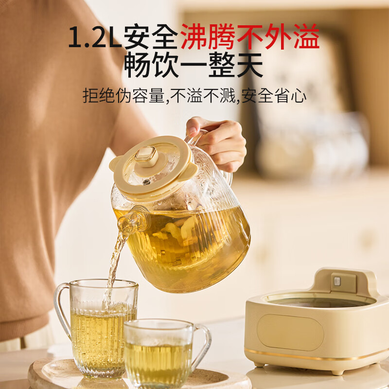 World Kitchen康宁养生壶 全玻璃恒温壶煮茶壶煮茶器1.2L 办公室热牛奶保温壶旗舰款[炖锅+茶漏+炖盅]高清大图