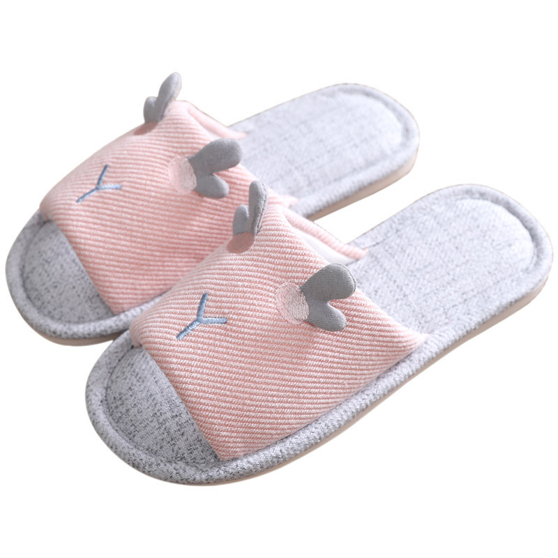 京城派 2021新款四季拖鞋女可爱舒适家居室内情侣防滑地板棉麻男式