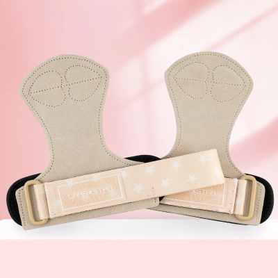 劳拉之星 0793 牛皮护掌硬拉助力带女引体向上健身手套单杠防滑护腕 米白【肤感舒适/双层小牛皮】 M【手掌长度16cm以上】