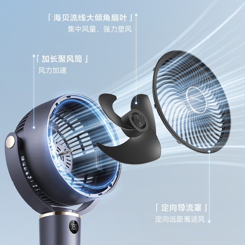 艾美特(AIRMATE)空气循环扇轻音电风扇涡轮对流风扇台式桌面办公室大风力 FA18-SR183[智能语音+8档风速]高清大图