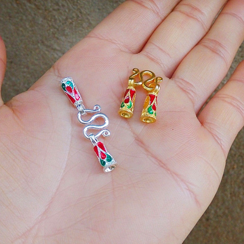 银色中号一个金色珐琅项链扣子扣搭m扣w扣双通扣子diy手工饰品配