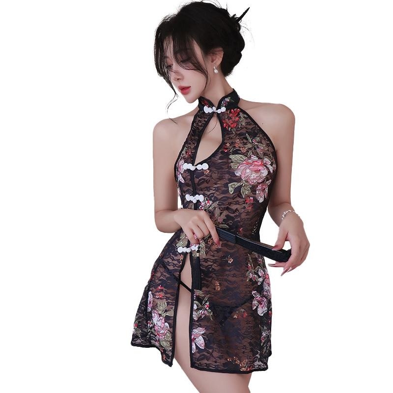 长夜漫漫情趣内衣旗袍制服诱惑火辣透明后开叉免脱性感睡衣女1951高清大图