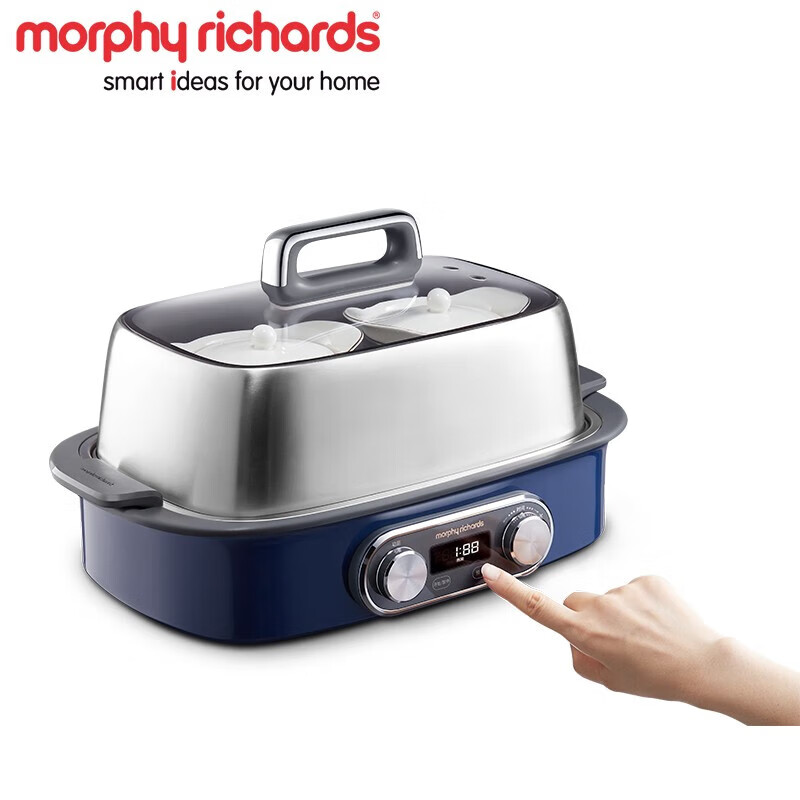 摩飞(Morphyrichards)多功能锅 家用蒸炖锅电蒸锅电炖锅蒸煮锅可预约 6升容量双炖盅 MR1168 蓝色高清大图
