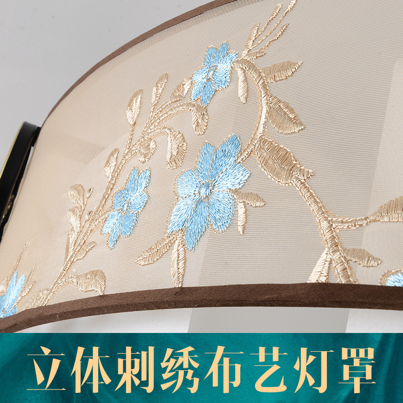七只蚂蚁新中式长方形灯具新款吸顶灯大堂新中式新中式圆形吸顶灯古典中国风客厅灯简约现代大气卧室刺绣艺术灯饰YML55918