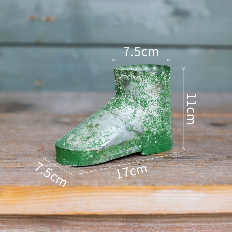 美帮汇铁艺靴子花盆花器 创意个性复古做旧摆件多肉杂货户外庭院 鞋子花器(大号) 中高清大图