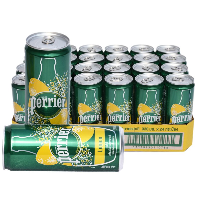 巴黎水(perrier) 柠檬味 330ml*24听 罐装 气泡水 含气饮料