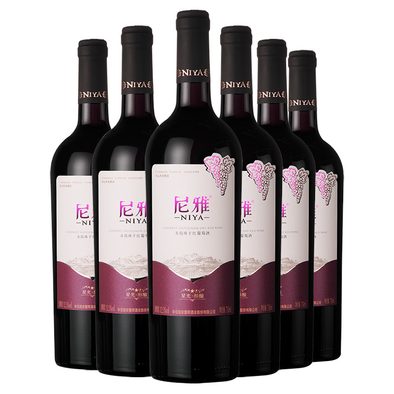 国产红酒尼雅星光醇酿赤霞珠干红葡萄酒750ml*6