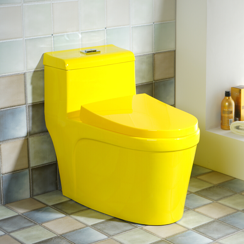 彩色马桶家用欧式坐便器蓝色黑色绿黄红个性创意座便超漩波迷娜bomina