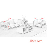 创世人 办公家具现代新中式办公沙发休闲洽谈会客办公室沙发茶几组合简约现代 1+1+3+大茶几