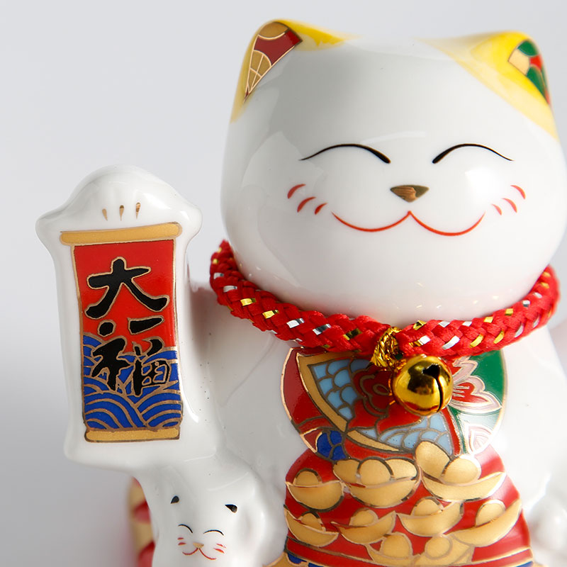 Y可爱创意陶瓷猫摆件太阳能自动招手汽车前台客厅开业礼 三维工匠 招福猫高清大图