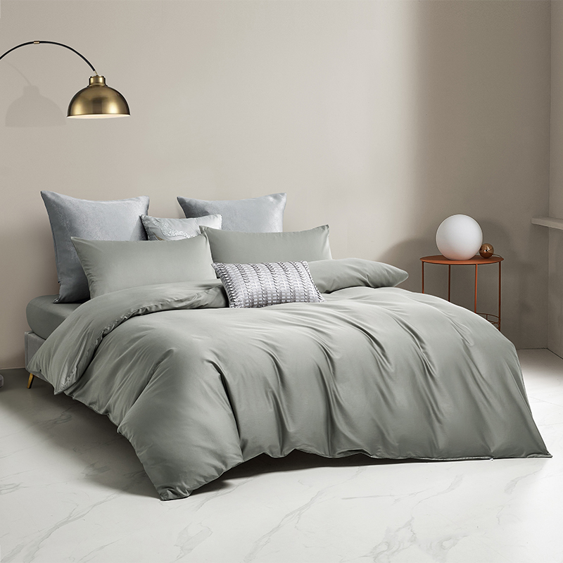罗莱 简粹60S全棉贡缎四件套深灰色220*250cm高清大图